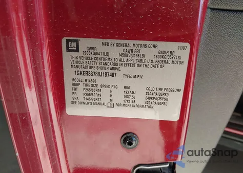 2008 GMC Acadia Slt-2 z USA, uszkodzony, nr VIN 1GKER33788J187407